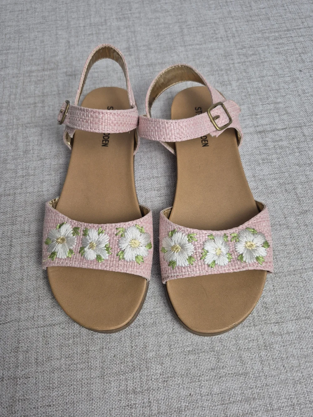 Steve Madden Girls Pink Woven Floral Embroidered Sandals Size 2